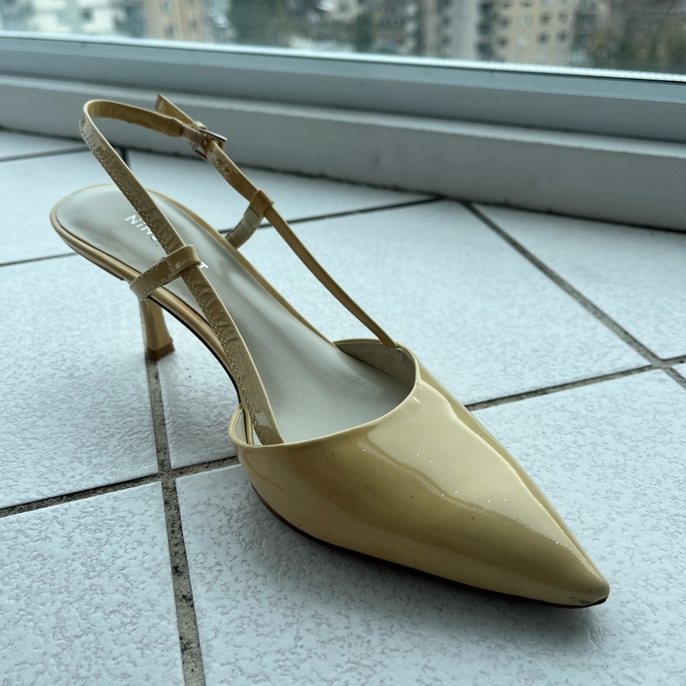Nine West ivory patent leather heels